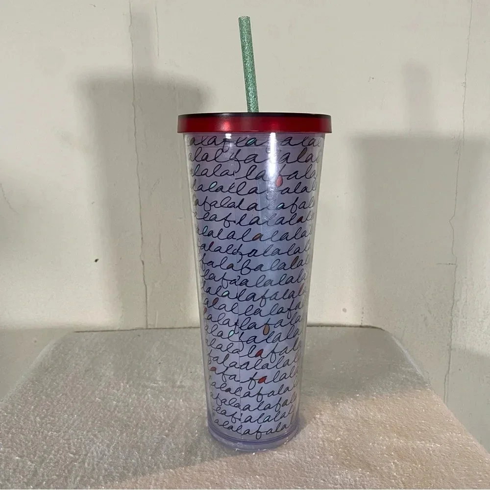 Starbucks Falala Venti 24oz Red White Green Christmas Holiday Travel Tumbler - Picture 2 of 6
